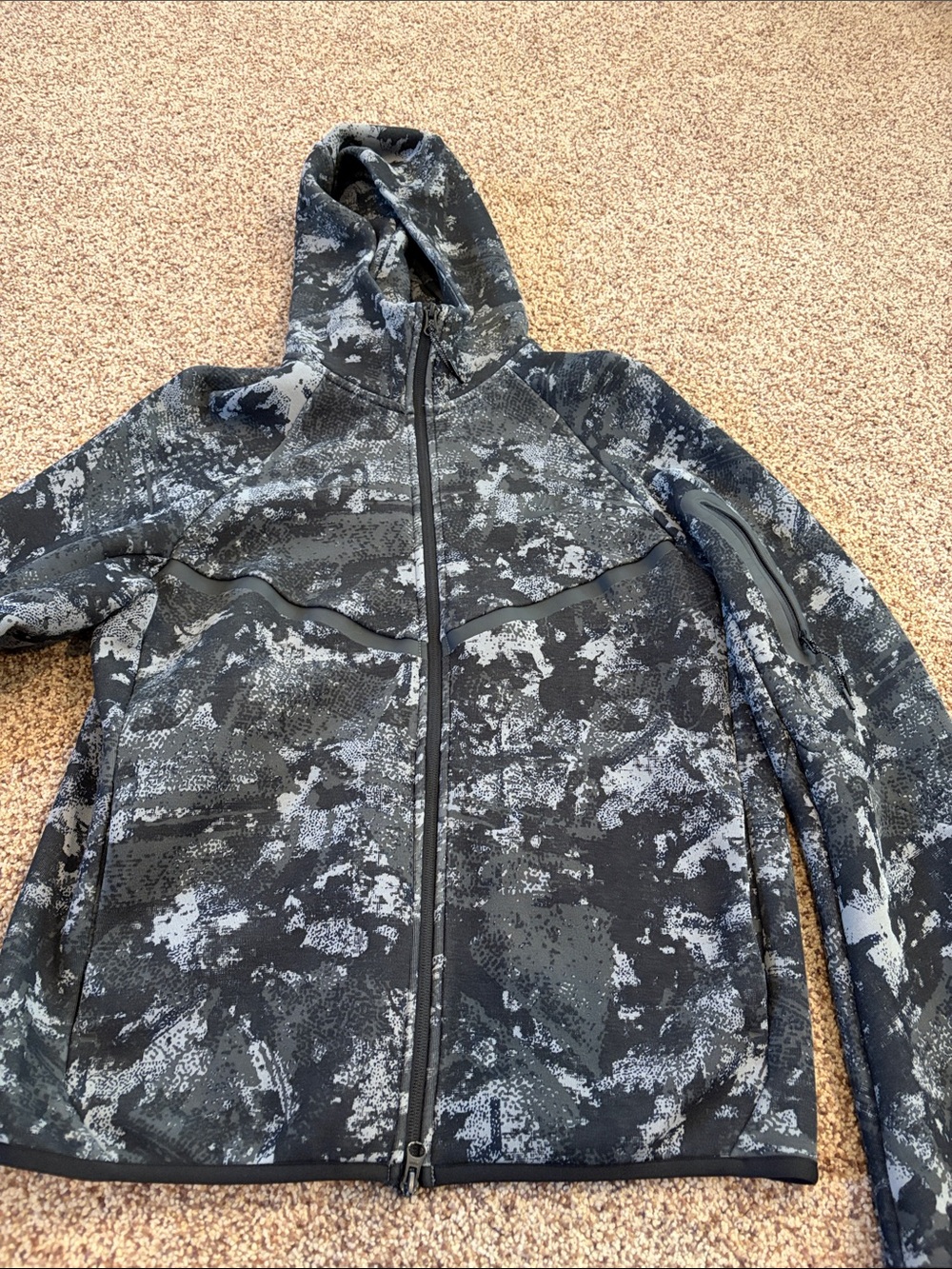 Nike Black & Gray Camo-Print PerformanceTech Hooded Jacket